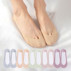 여성용 지앤와이 골지 V컷 얇은 논슬립 페이크삭스 덧신 10켤레 세트