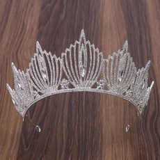 헤어 파티 럭셔리 빅 웨딩 티아라, 실버, 1개
