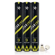 STARZON 9號鴨毛羽毛球練習用, 混色, 12件, 3組