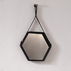 切斯特 北歐風六角壁掛鏡 大型, 黑色