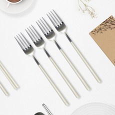 RAONNURI 可使用洗碗機的 Reve 彩色叉子, 象牙白, 4個