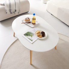 I CAN COMPANY 900型橢圓LPM實木腳茶几, 白色