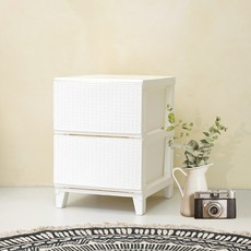 BONOHOUSE 韓國製造 Garden 藤編抽屜櫃 2層, 白色, 1個