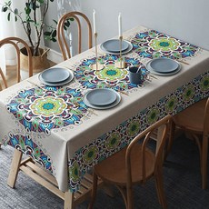Alleophom 傳統圖案防水布桌布, Type3, 120 x 120 cm