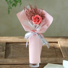 ScentBasket 不凋謝鮮花 永生花 迷霧藍 香皂花 單支 花束, 粉紅色