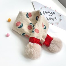 woojooi 女童鬱金香毛球圍巾