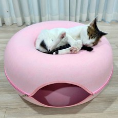 MAAH 貓咪隧道甜甜圈屋超大型躲貓貓屋, 1個, 粉彩粉紅色