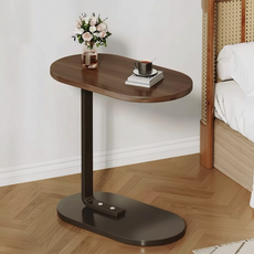 로이라이프 침대쇼파 사이드 테이블 60 x 30 x 45 cm, 호두 + 블랙 프레임