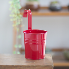 微笑彩色一體式陽台掛式花盆, 紅色, 1個