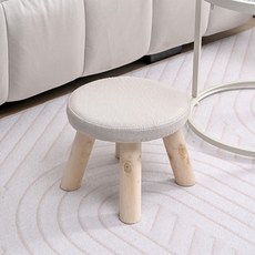 소하임 패브릭 원목 미니 스툴, 베이지, 1개