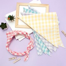 端正格紋紗質圍巾圍兜 5件組