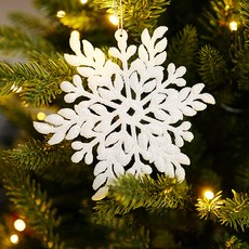 雪花造型掛飾 3入, 白色的