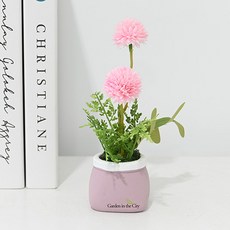 도시정원 쁘띠 미니 알륨 조화 소품, 핑크, 1개