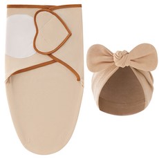 Starbean 嬰幼兒用愛心魔鬼氈包巾 + 帽子套組