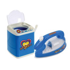 Oztoy快樂洗衣機+熨斗迷你家電套組, 藍色（洗衣機），隨機發貨（鐵）