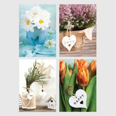 室內裝飾畫框海報 愛情花朵 4件組