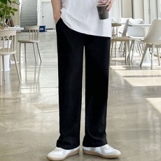 Bknds 男女通用素色防皺寬版鬆緊腰長褲