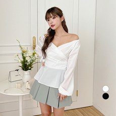 에비뉴비 여성용 랩 플레어 오프숄더 블라우스