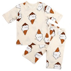 Maykids 童款巧克力甜筒七分袖家居服套裝