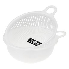 inomata 蔬果瀝水組 珍珠白 瀝水碗 + 瀝水籃, 1組, 迷你