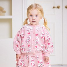 mollimelli 女童滿版愛心蕾絲針織開襟衫