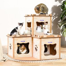 데쿠 레드퍼피 고양이 네코야 펜트하우스, 혼합색상, 1개