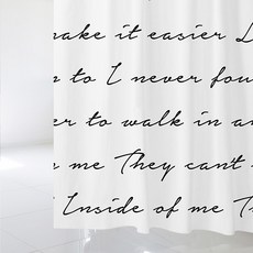 北歐風印花浴簾+塑膠掛鉤 12入+白色窗簾桿全套, SC584款, 1套, 混色系