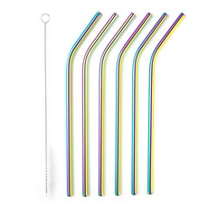 taylor's eye witness 不鏽鋼彎吸管 附清潔刷 21cm 炫彩色, 1套, 6個裝