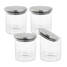CHINADA 不鏽鋼圓形密封玻璃瓶, 200ml, 4個