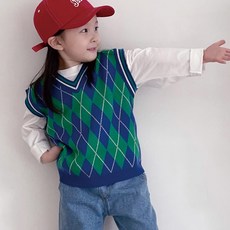 Minidalkong兒童款菱形針織背心