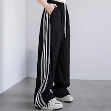 메이첼 여성용 레이스 투라인 바스락 스트레이트 조거팬츠 10512