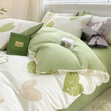 언헤브 러블리 침대 이불 커버, L 그린 하트