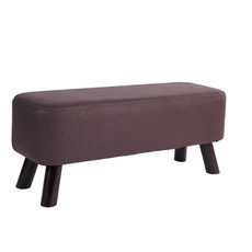 미니 가죽 원목 다리 스툴 81cm, 브라운, 1개