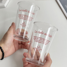 Tradeway 玻璃杯 家庭咖啡館 高球杯 350ml, 2個, 紅色字母