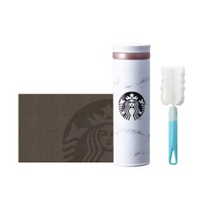 스타벅스 JNO 마블 보온병 + 텀블러 세척솔 선물세트, 화이트(텀블러), 랜덤발송(세척솔), 500ml, 1개