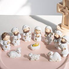 flowertree 教會 基督教 裝飾 東方三博士 嬰兒耶穌 公仔 11件組 B, 白色, 隨機出貨(嬰兒耶穌公仔), 5.5cm