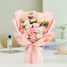 Maison de Flore 香皂花 不凋謝的可愛 紀念日 畢業典禮 生日 花束 + 提袋, 芙蘿拉粉, 1個