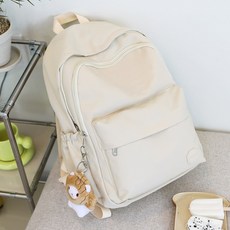 FROMHEAVEN 女款貓咪休閒後背包 + 鑰匙圈 H815, 米色