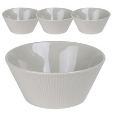 MAISON OBJET Royalvale 線條麵碗, 奶油灰色, 4個