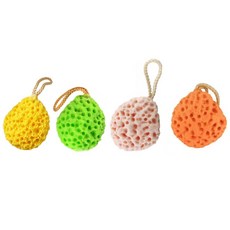 起司海綿沐浴球組, 1套, 黃色 + 綠色 + 粉紅色 + 橘色