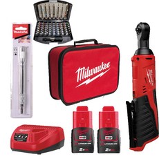 Milwaukee 美沃奇 Charge Impact棘輪熊工具 M12 IR-202B+協作驅動鑽頭 55入+軟軸套組, 1套