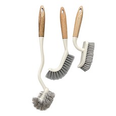 MONACO OLIVE 木柄浴室清潔馬桶刷 + 縫隙刷 + 磁磚地板刷套組, 木質 + 白色, 1套