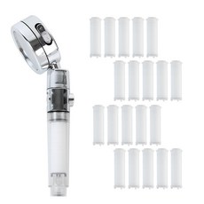 HOMEDAUM 暴風增壓三段式調節(附開關止水鈕)蓮蓬頭+濾芯 20支組, 1套, 混色