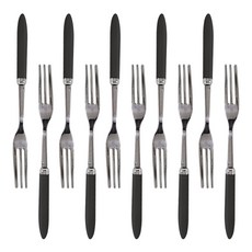 高級不鏽鋼茶叉, 黑色, 10個