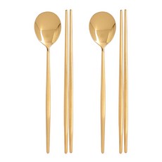 Bogen Queens 韓式餐具 2人組, 金色, 湯匙 2p + 筷子 2p