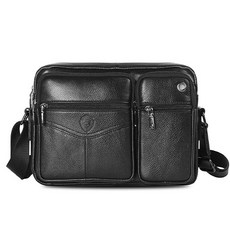 CAPACCI 男士皮革斜背包 CCI0006, 黑色