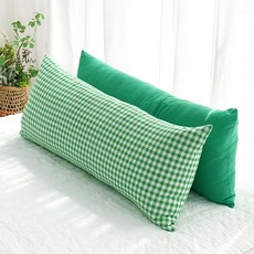 스코홈 바디필로우 긴베개 커버 2p, 그린, 체크그린