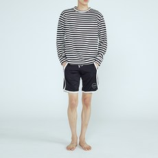 솔레일 남성용 모노 스트라이프 긴팔 + 캘리 라인 반바지 래쉬가드 세트