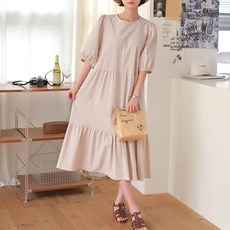 BBAE BBAE 女款人造絲褶皺連身長裙, 淺褐色