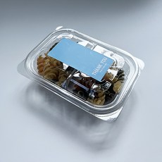 Tinapicnic 迷你雙格透明一次性餐盒 + 粉藍色感謝貼紙套組, 20套, 一次性餐盒 + 貼紙